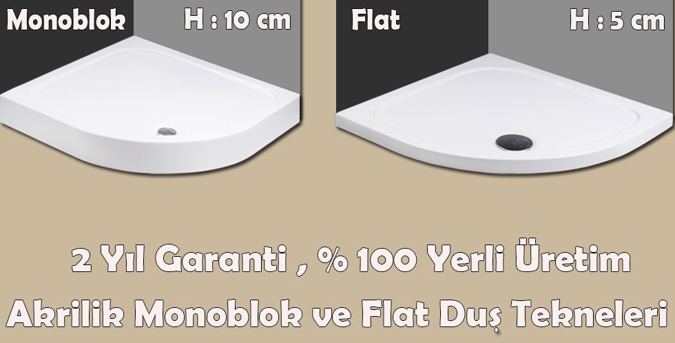 Oval ve Asimetrik Mono Blok Duş Tekneleri