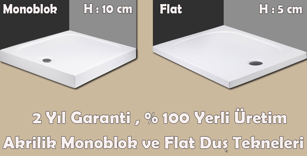 Kare ve Dikdrötgen Monoblok Duş Tekneleri