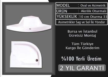 Oturmalı Asimetrik Monoblok Duş Tekneleri