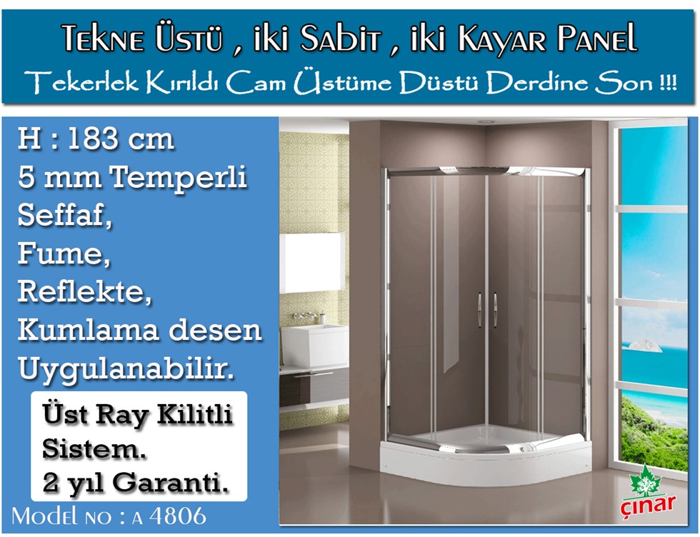 Oval Duş Tekneli Cam Duşakabinler